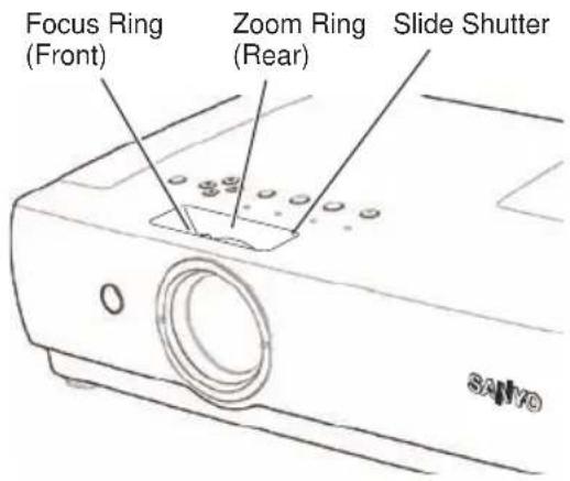 Focus Ring (Front) Zoom Ring (Rear) Slide Shutter SANYD