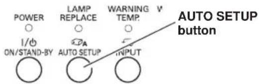 POWER I/O ON/STAND-BY LAMP REPLACE A AUTO SETUP WARNING TEMP. V INPUT AUTO SETUP button