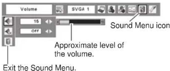 Volume SVGA 1 15 Off Sound Menu icon Approximate level of the volume. Exit the Sound Menu.