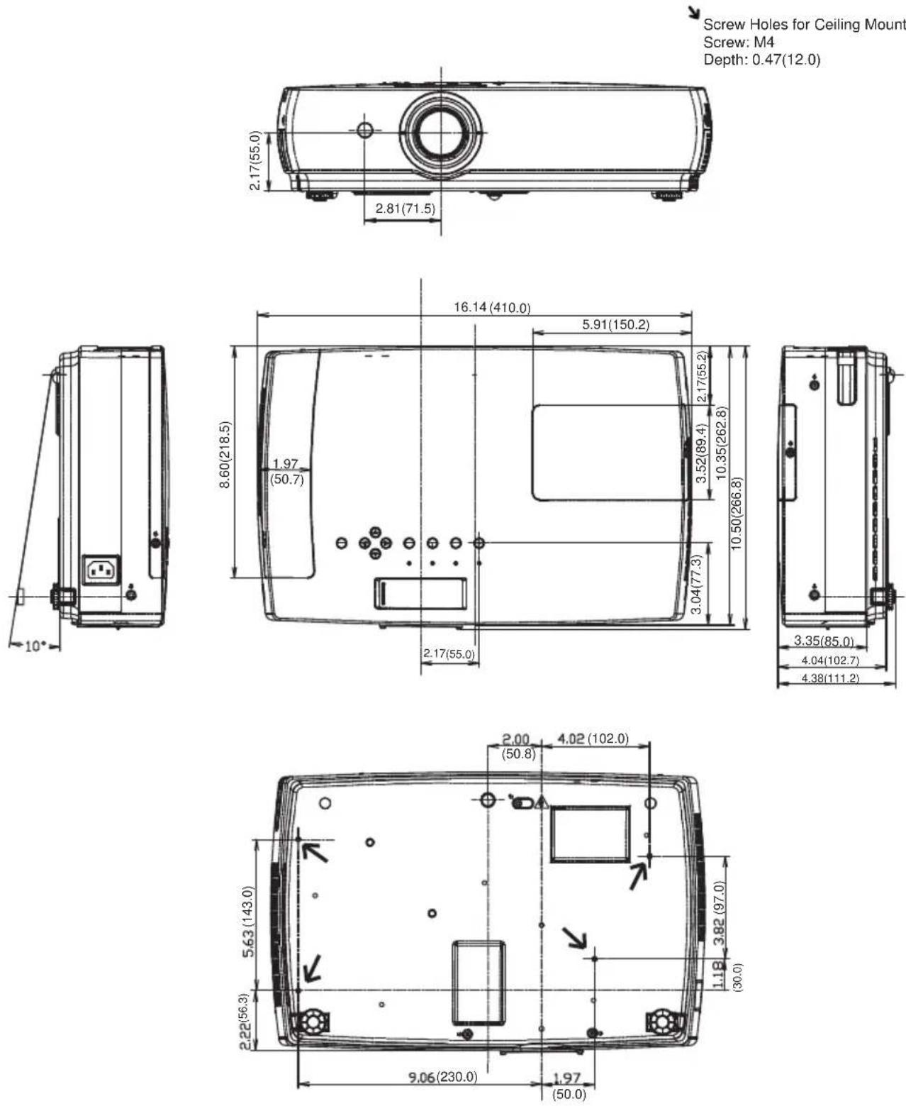 SANYO PLC-XC55 - Dimensions - 1