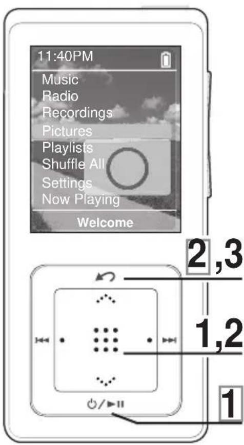 11:40PM Music Radio Recordings Pictures Playlists Shuffle All Settings Now Playing Welcome 2,3 1,2 1
