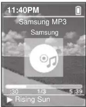 11:40PM Samsung MP3 Samsung :30 1/3 5:39 Rising Sun