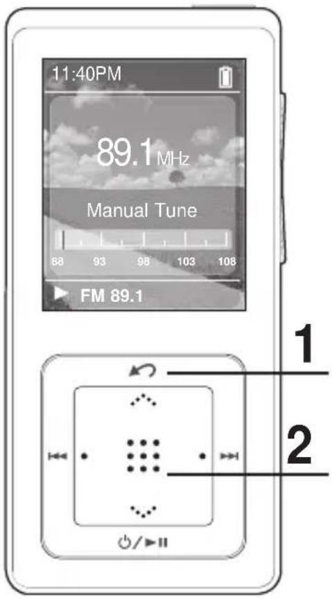 11:40PM 89.1 MHz Manual Tune 88 93 98 103 108 ▶ FM 89.1 1 2