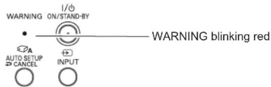 WARNING ON/STAND-BY • AUTO SETUP CANCEL I/O INPUT WARNING blinking red