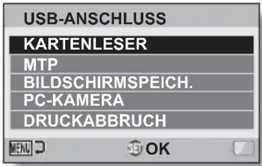 USB-ANSCHLUSS KARTENLESER MTP BILDSCHIRMSPEICH. PC-KAMERA DRUCKABBRUCH