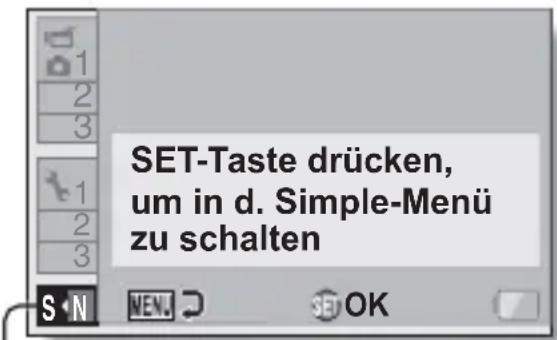 SET-Taste drücken, um in d. Simple-Menü zu schalten
