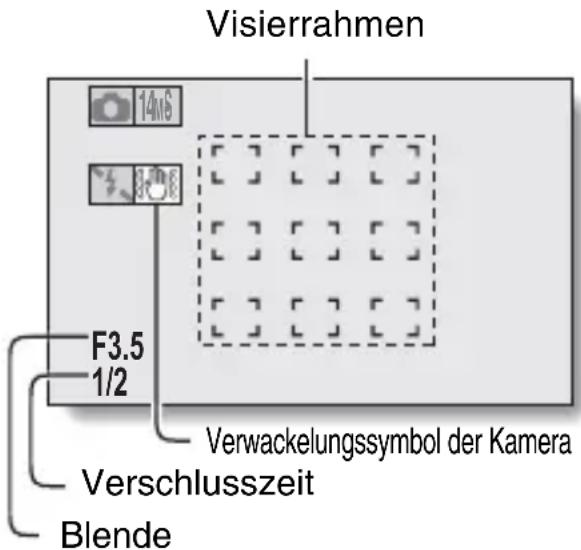 Visierrahmen F3.5 1/2 Verwackelungssymbol der Kamera Verschlusszeit Blende