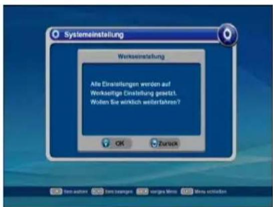 Systemelnstellung Werkseinstellung Alle Einstellungen werden auf Werkseitige Einstellung gesetzt. Wollen Sie wirklich weiterfahren? OK Zurück Tom action Tom exlingen Vorgans Mms Menu funktion