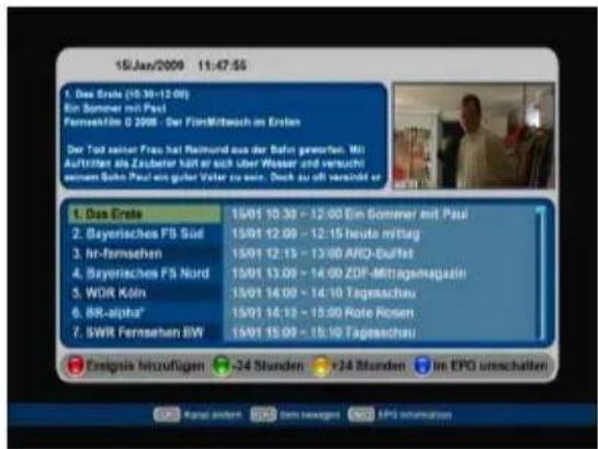 15-Jan/2009 11:47:55 1. Das Erste (15:30-12:00) Ein Sommer mit Paul Fernseffler 0 2008 - Der Färnsmitausch am Ersten Der Tod seiner Frau hat Raimund aus der Bahn gewonnen. Mit Auftrizen als Zuckeler kält er sich über Wasser und versucht seinem Sohn Paul ein guter Vater zu sein. Durch zu oft versetzt er 1. Das Erste 2. Bayerisches FB Süd 3. hr-fernsehen 4. Bayerisches FS Nord 5. WDR Köln 6. 8R-alpha* 7. SWR Fernsehen BW 15/01 10:30 - 12:00 Ein Sommer mit Paul 15/01 12:09 - 12:15 heute mittag 15/01 12:15 - 13:00 ARQ-Buffet 15/01 13:00 - 14:00 ZDF-Mittagsmagazin 15/01 14:00 - 14:10 Tagesachau 15/01 14:10 - 15:00 Rote Rosen 15/01 15:00 - 15:10 Tagesachai Emigris Mzuflügen -24 Stunden +24 Stunden Im EPO umschatten Kangkandere EPO zum bewegen EPO EPO information