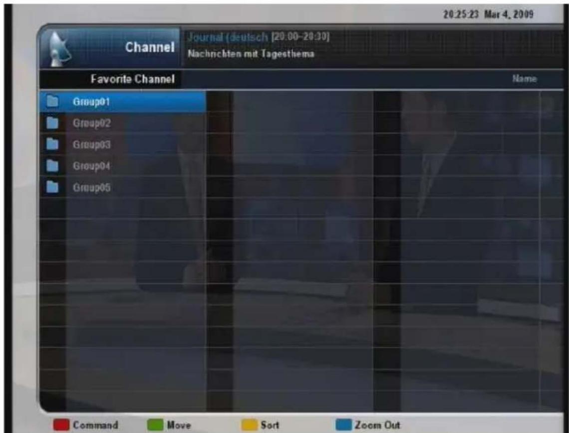 Channel Journal (deutsch [20.00-20.00] Nachrichten mit Tagesthema Favorite Channel Name Group01 Group02 Group03 Group04 Group05 Command Move Sort Zoom Out 20:25:23 Mar 4, 2009