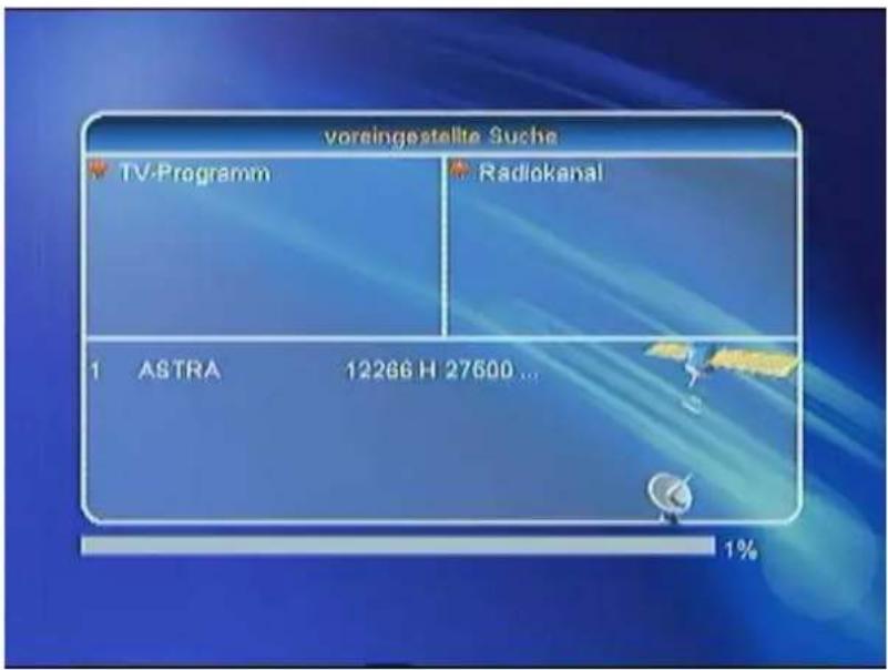 voreingestellte Suche TV-Programm Radiokanal 1 ASTRA 12266 H 27500 ... 1%