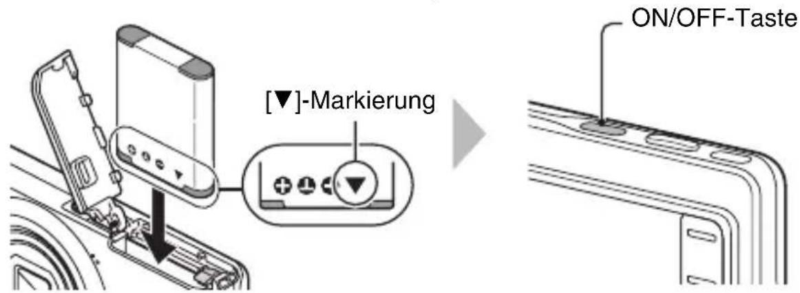 [▼]-Markierung ON/OFF-Taste
