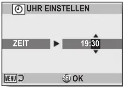 UHR EINSTELLEN ZEIT 19:30 MENU SET OK