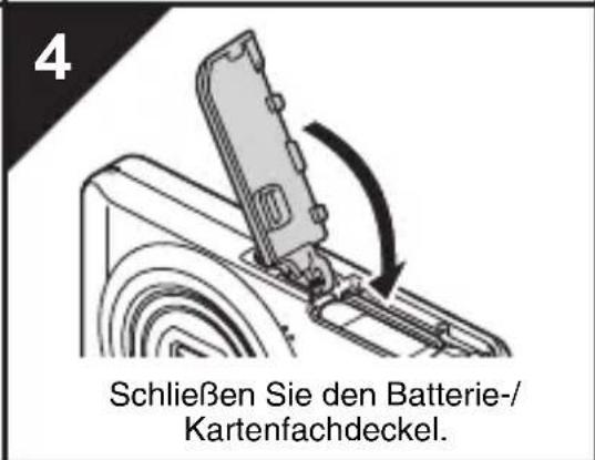 4 Schließen Sie den Batterie-/Kartenfachdeckel.