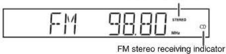 FM 98.00 STREED MHz CD FM stereo receiving indicator