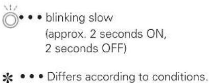 • • • blinking slow (approx. 2 seconds ON, 2 seconds OFF) * • • • Differs according to conditions.