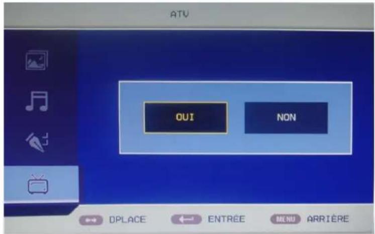 ATV OUI NON DPLACE ENTRÉE MENU ARRIÈRE