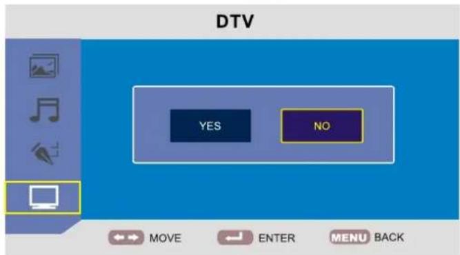 DTV YES NO MOVE ENTER MENU BACK