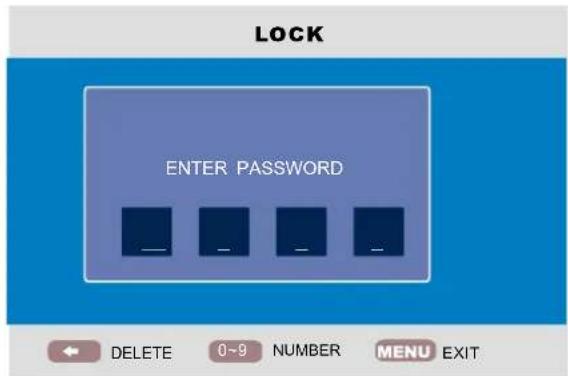 LOCK ENTER PASSWORD DELETE 0~9 NUMBER MENU EXIT