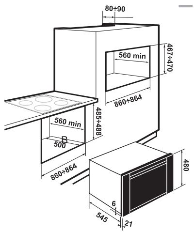 SMEG SE20XMFR8 - Colocación del horno - 1