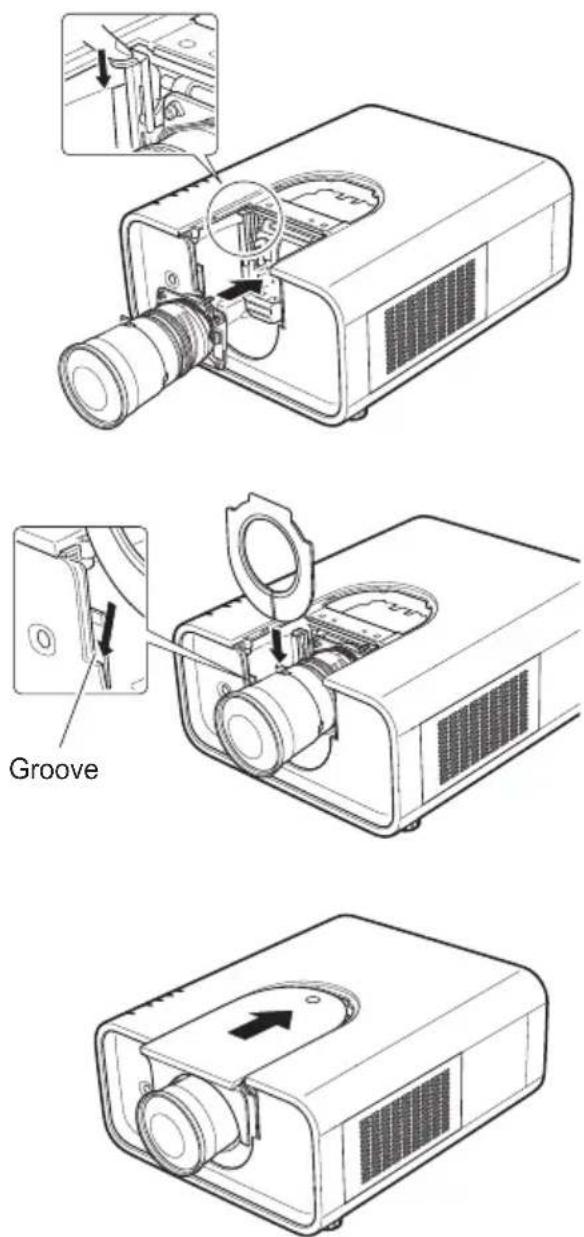 SANYO PLC-HP7000L - Attaching the lens to the projector - 1