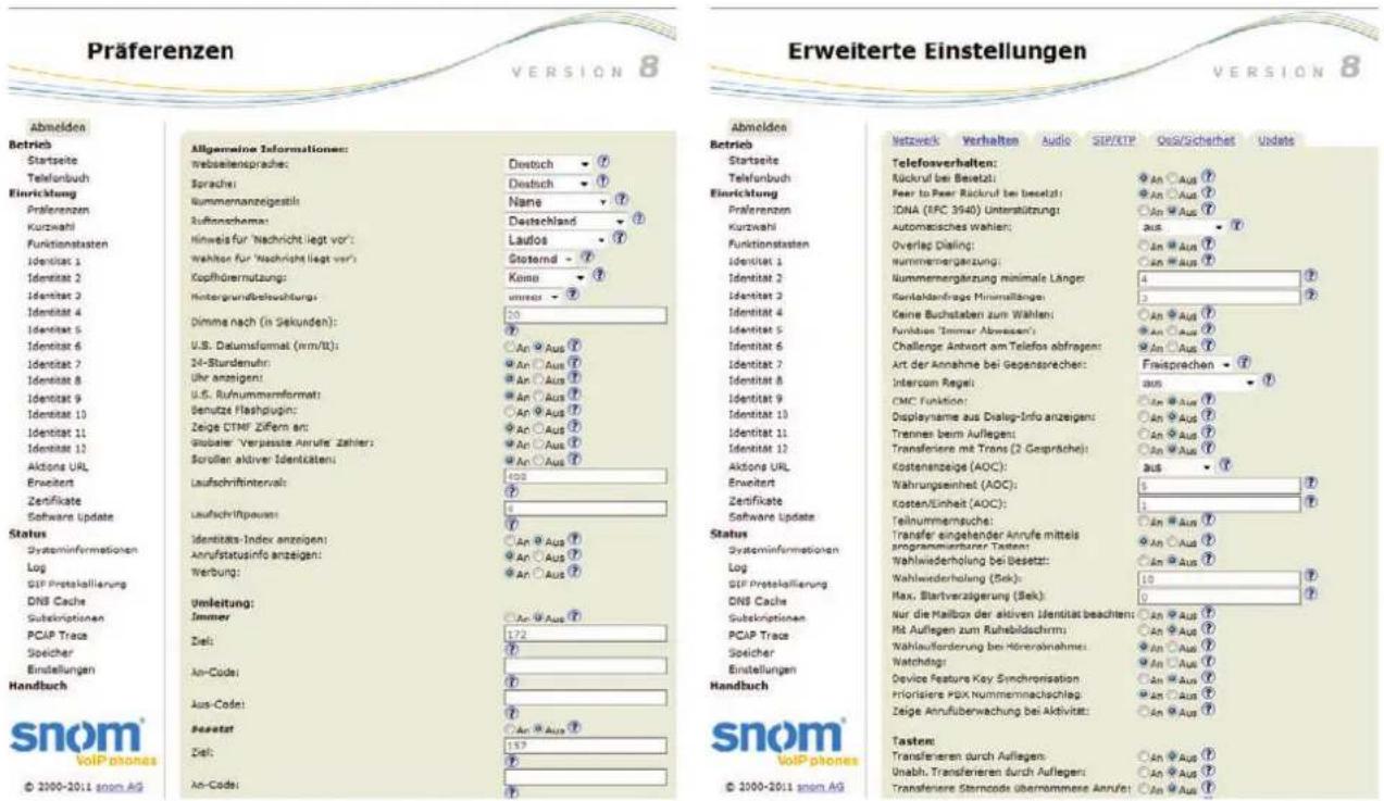 Snom 2795 - Benutzermodus im Webbrowser - 2