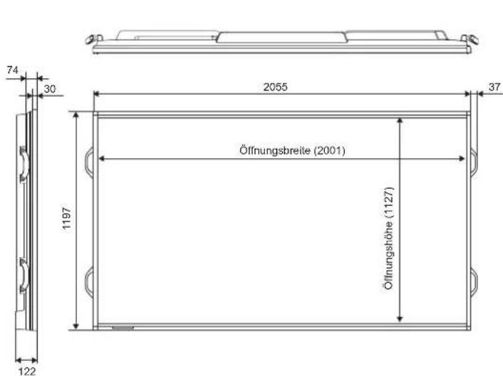 74 30 2055 37 1197 Öffnungsbreite (2001) Öffnungshöhe (1127) 122