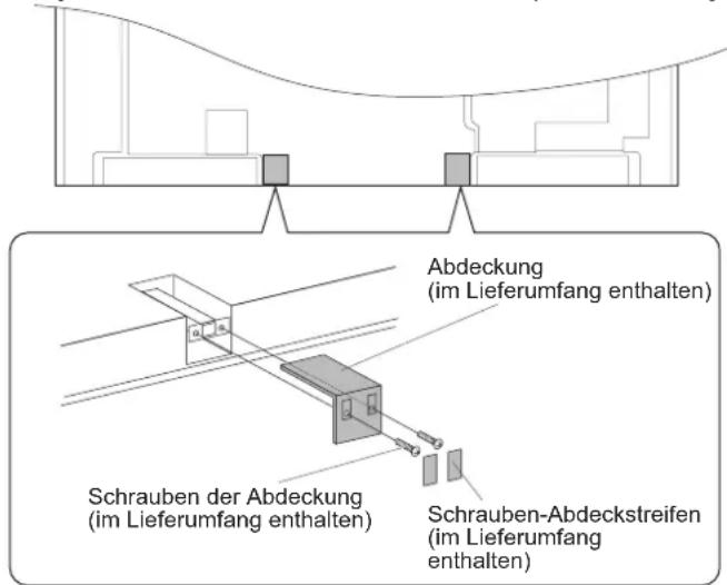 Abdeckung (im Lieferumfang enthalten) Schrauben der Abdeckung (im Lieferumfang enthalten) Schrauben-Abdeckstreifen (im Lieferumfang enthalten)