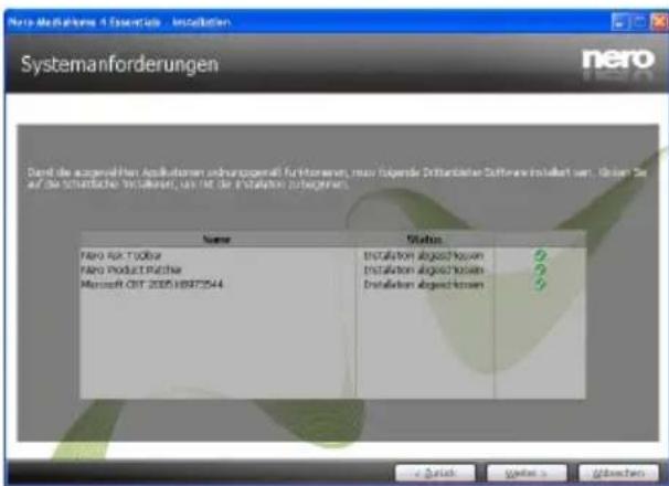 Nero MediaHome 4 Essentials Installation Systemanforderungen nero Durch die ausgewählten Aktionen oder Anpassungen werden noch folgende zusätzliche Software installiert werden. Dies kann auf die österreichische Materialien, um das der Ertragstechniken. Name Status Nero AGT100Bar Installation abgesch…