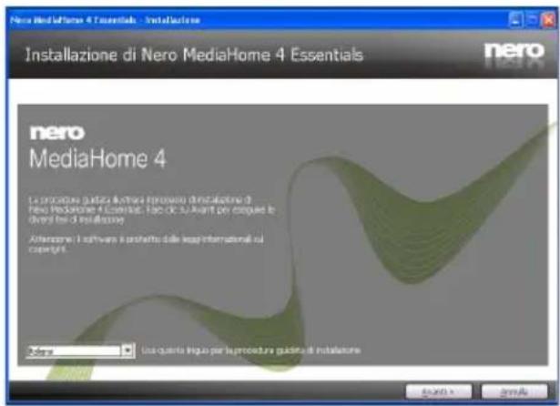Nero MediaHome 4 Essentials - Installazione Installazione di Nero MediaHome 4 Essentials nero MediaHome 4 La procedura qualità attesa l'informo di installazione di neo mediahome 4 essentiali, facc di su avanti per esquese le diversi for di installazione. Astruzione: i software è prostituto delle leg…
