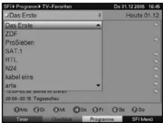 SFI Programm ▶ TV-Favoriten Do 01.12.2005 16:45 Das Erste Heute 01.12 Das Erste ZDF ProSieben SAT.1 RTL N24 kabel eins arte 19:30-20:00 Borse in Erster 20:00-20:15 Tageeschau ① Mo ② Di ③ Mi ④ Do ⑤ Fr ⑥ Sa ⑦ So Timer Überblick Programme SFI Menti