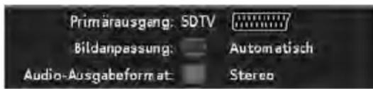 Primäusgang: SDTV Bildanpassung: Automatisch Audio-Ausgabeformat: Stereo
