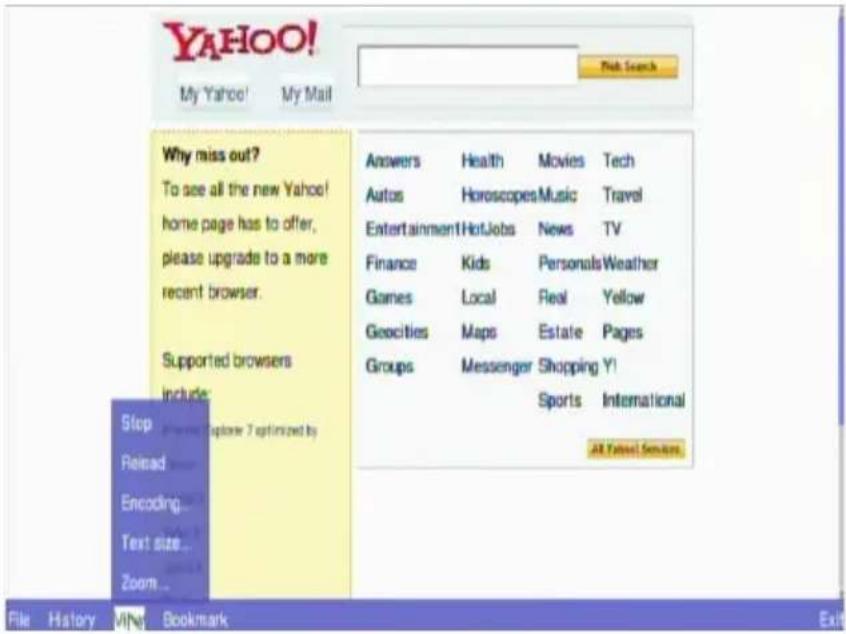 YAHOO! My Yahoo! My Mail Pick Search Why miss out? To see all the new Yahoo! home page has to offer, please upgrade to a more recent browser. Supported browsers include: Stop Relead Encoding... Text size... Zoom... Answers Health Movies Tech Autos Horoscopes Music Travel Entertainment Hot Jobs News TV Finance Kids Personals Weather Games Local Real Yellow Geocities Maps Estate Pages Groups Messenger Shopping Y! Sports International All Yahoo! Services File History VINS Bookmark Exit