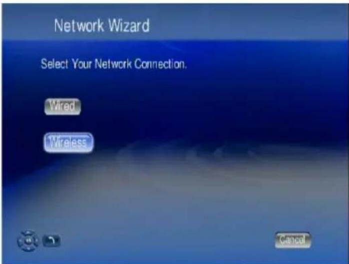 Network Wizard Select Your Network Connection. Wired Wireless C:\Users