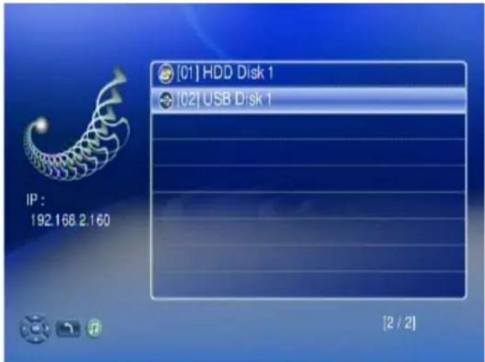 [01] HDD Disk 1 [02] USB Disk 1 IP : 192.168.2.160 [2 / 2]