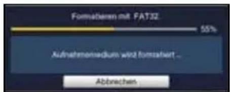 Formulbaren mit FAT32 55% Aufnahmenedium wird formuliert... Abbrachen