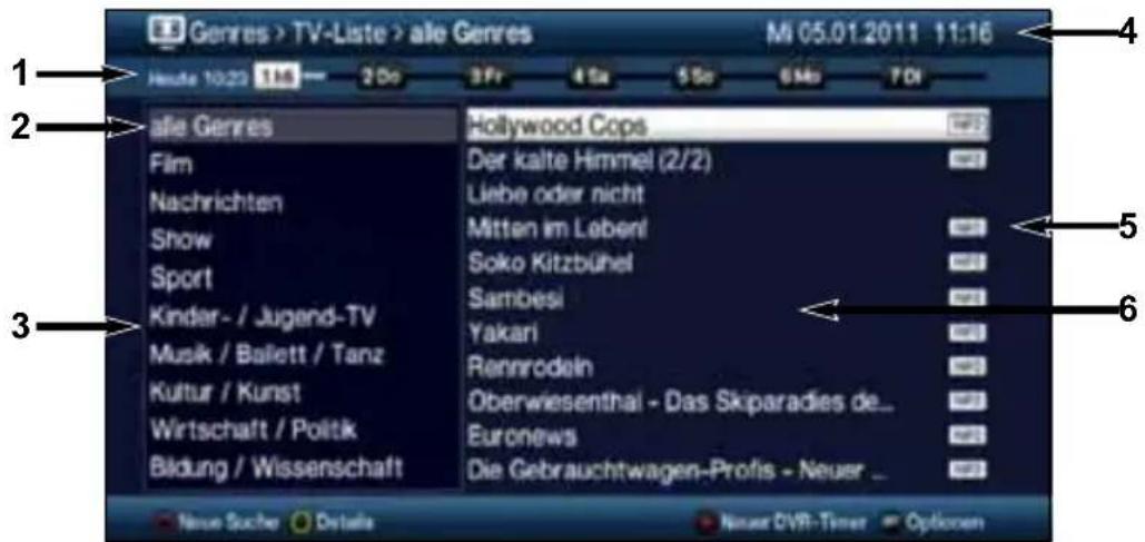 Genres > TV-Liste > alle Genres Mi 05.01.2011 11:16 Heute 10/23 1:48 2 Do 3 Fr 4 Sa 5 So 6 Ms 7 Di alle Genres Hollywood Cops Film Der kalte Himmel (2/2) Nachrichten Liebe oder nicht Show Mitten im Leben! Sport Soko Kitzbühel Kinder-/Jugend-TV Sambesi Musik/Ballett/Tanz Yakari Kultur/Kunst Rennrodehn Wirtschaft/Politik Oberwiesenthal - Das Skiparadies de... Bildung/Wissenschaft Euronews Die Gebrauchtwagen-Profis - Neuer ... Neue Suche Dratsie Neuer DVR-Timer Optkosen