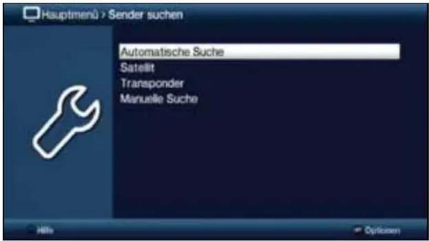 Hauptmenü > Sender suchen Automatische Suche Satellit Transponder Manuelle Suche