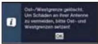 Ost-/Westgrenze gelblacht. Um Schäden an ihre Antenne zu verwiesen, bitte Ost- und Westgrenzen setztart! Ost