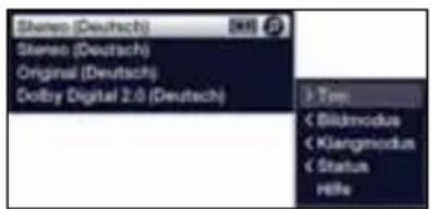 Stereo (Deutsch) Stereo (Deutsch) Original (Deutsch) Dolby Digital 2.0 (Deutsch) Type < Bildmodus < Klangmodus < Status Hille