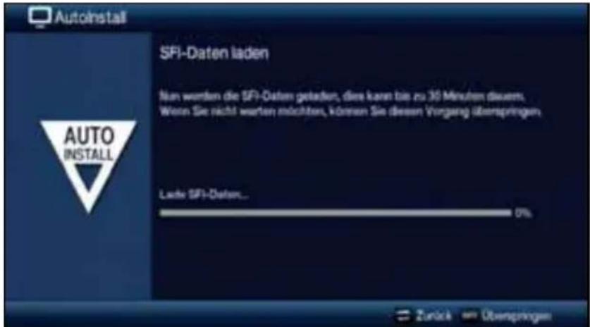 Autoinstall SFI-Daten laden Nan wurden die SFI-Daten geladen, diese kann bis zu 30 Minuten diesem. Wor: Sie nicht warten möchten, können Sie diesen Vorgang überspringen. Lacke SFI-Daten... 0%