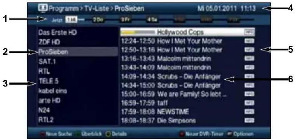 Programm > TV-Liste > ProSieben Ml 05.01.2011 11:13 Jertim 114 2 Do 3 Fr 4 Sa Das Erste HD ZDF HD ProSieben SAT.1 RTL TELE 5 kabel ein arte HD N24 RTL2 Hollywood Cops 12:24-12:50 How I Met Your Mother 12:50-13:16 How I Met Your Mother 13:16-13:43 Malcolm mittendrin 13:43-14:09 Malcolm mittendrin 14:09-14:34 Scrubs - Die Anfänger 14:34-15:00 Scrubs - Die Anfänger 15:00-16:59 We are Family! So lebt ... 16:59-17:59 taff 17:59-18:08 NEWSTIME 18:08-18:37 Die Simpsons Newer Suche Überblick Details Neuer DVR-Timer Options