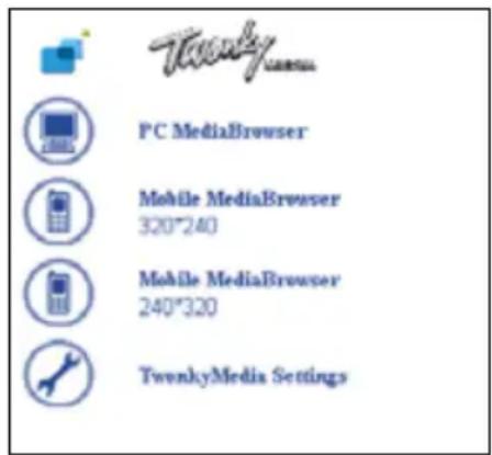 Twenky PC MediaBrowser Mobile MediaBrowser 320*240 Mobile MediaBrowser 240*320 TwenkyMedia Settings