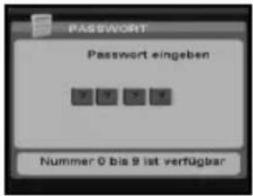 PASSWORD Passwort eingeben Nummer 0 bis 9 ist verfügbar