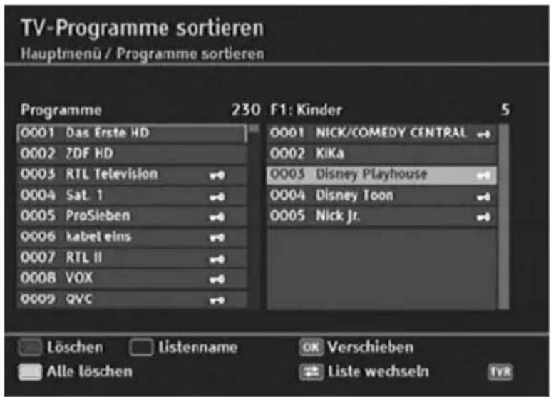 TV-Programme sortieren Hauptmenü / Programme sortieren Programme 230 F1: Kinder 5 0001 Das Erste HD 0002 ZDF HD 0003 RTL Television 0004 Sat. 1 0005 ProSieben 0006 kabel eins 0007 RTL II 0008 VOX 0009 QVC 0001 NICK/COMEDY CENTRAL 0002 KiKa 0003 Disney Playhouse 0004 Disney Toon 0005 Nick Jr. Löschen Listenname OK Verschieben Alle löschen Liste wechseln tvk