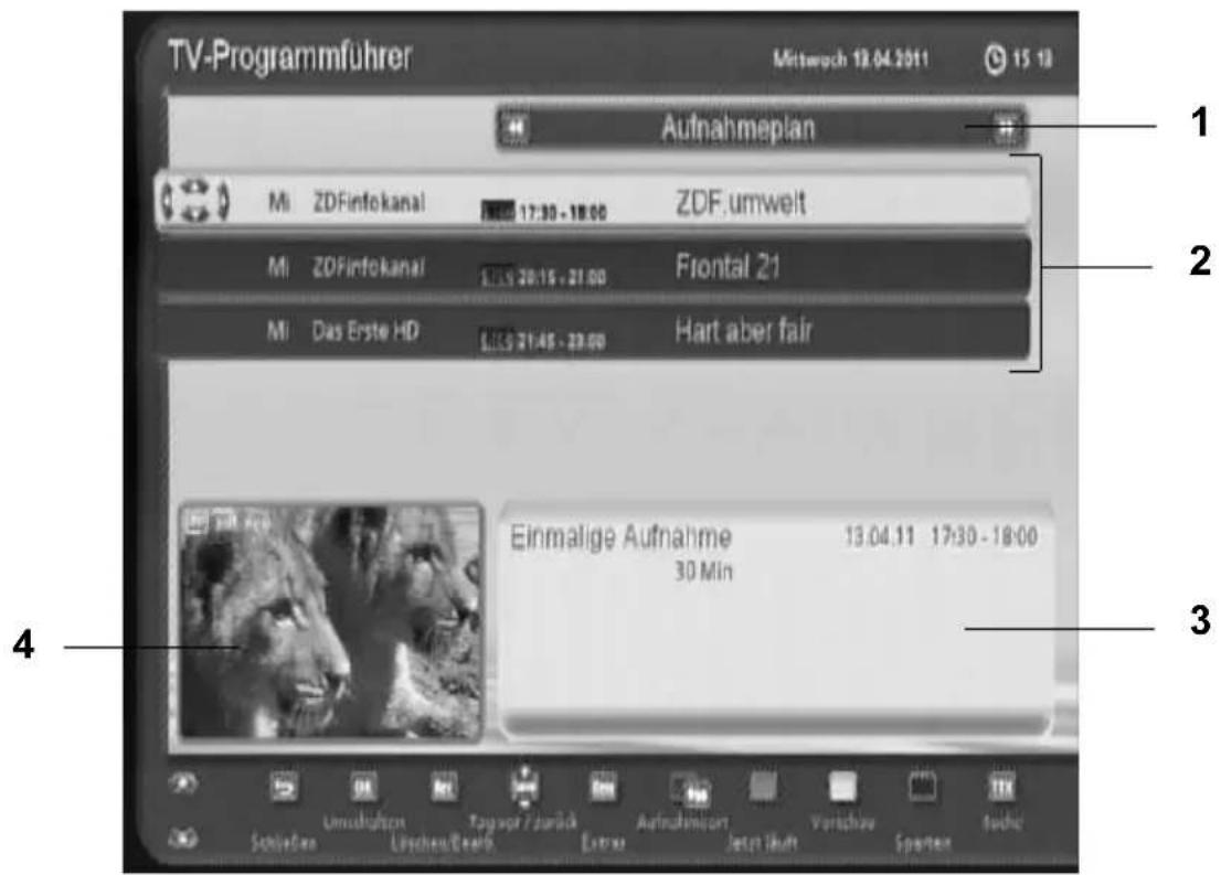 TV-Programmfuhrer Mittwoch 19.04.2011 Aufnahmeplan 1 Mi ZDFinfokanal 17:30 - 18:00 ZDF.umwelt Mi ZDFinfokanal 17:30 20:15 - 21:00 Frontal 21 Mi Das Erste HD 17:30 21:45 - 22:00 Hart aber fair Einmalige Aufnahme 13.04.11 17:30 - 18:00 30 Min Schniefen Umshlußern Tagovor 7-junäk Aufnahmert Verschau Tisch Lyschen/Deals Exter Jacht Juht Spontes