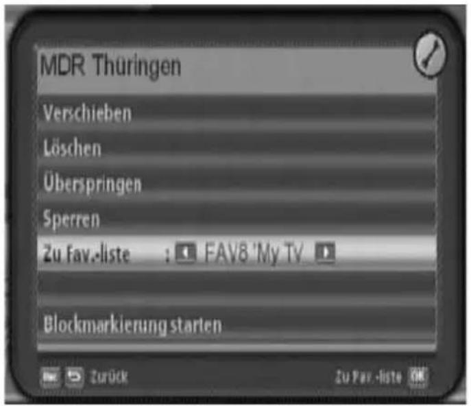 MDR Thüringen Verschieben Löschen Überspringen Sperren Zu Fav.-liste : FAV8 'My TV Blockmarkierung starten