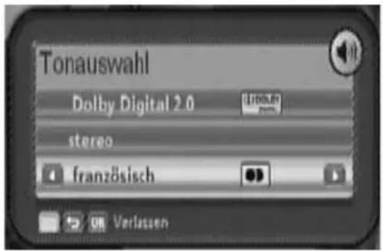 Tonauswahl Dolby Digital 2.0 stereo französisch Verlassen
