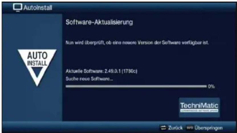AutoInstall Software-Aktualisierung Nun wird überprüft, ob eine neuere Version der Software verfügbar ist. Aktuelle Software: 2.49.0.1 (1780c) Suche neue Software... 0% TechniMatic Zurück INFO Überspringen