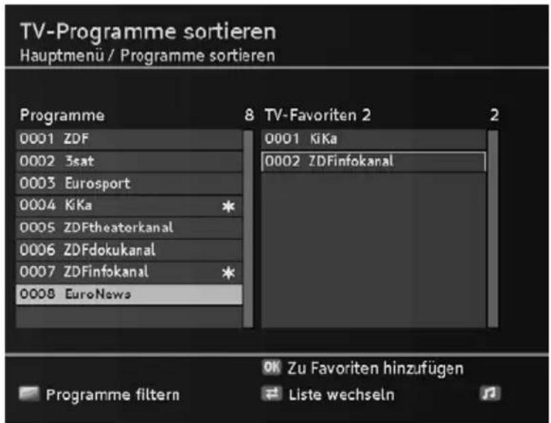 TV-Programme sortieren Hauptmenü / Programme sortieren Programme 8 TV-Favoriten 2 2 0001 ZDF 0002 3sat 0003 Eurosport 0004 KiKa 0005 ZDFtheaterkanal 0006 ZDFdokukanal 0007 ZDFinfokanal 0008 EuroNews 0001 KiKa 0002 ZDFinfokanal Programme filtern Zu Favoriten hinzufügen Liste wechseln